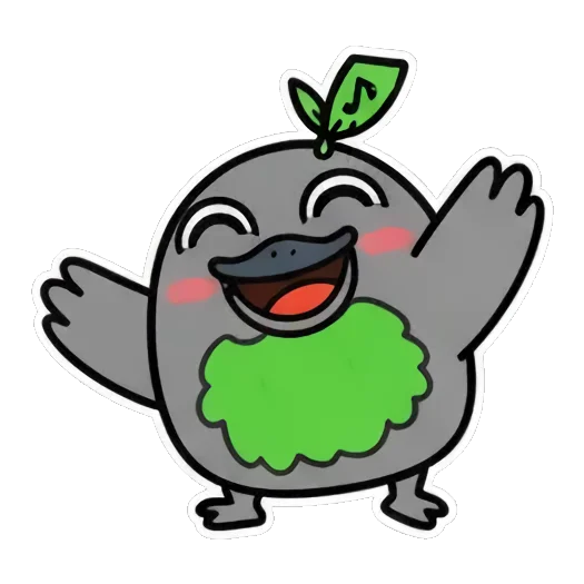开心挥手的小鸟 Cute Leaf Bird Expressions sticker for expressive chats and social replies.