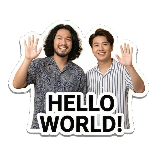 两人挥手打招呼 Dynamic Duo Daily Vibes sticker for expressive chats and social replies.