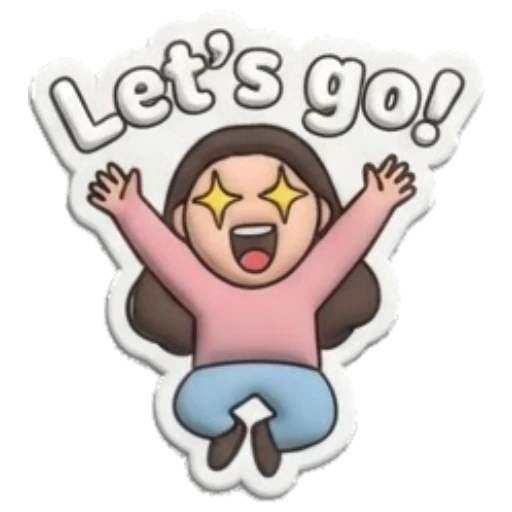 Girl jumping with excitement saying lets go Puffy Girl Daily Vibes sticker for expressive chats and social replies.