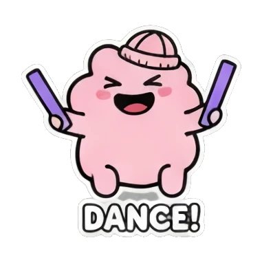 Blob dancing with glow sticks Pinky Blob Adventures sticker for expressive chats and social replies.