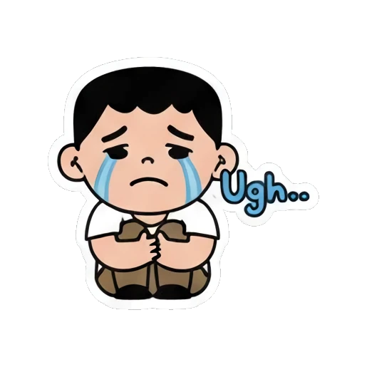 sad boy crying Ugh.. Little Boy's Big Feelings sticker for expressive chats and social replies.