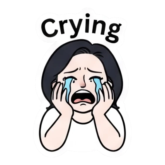 Sad woman crying with hands on face Daily Life of a Modern Girl sticker for expressive chats and social replies.