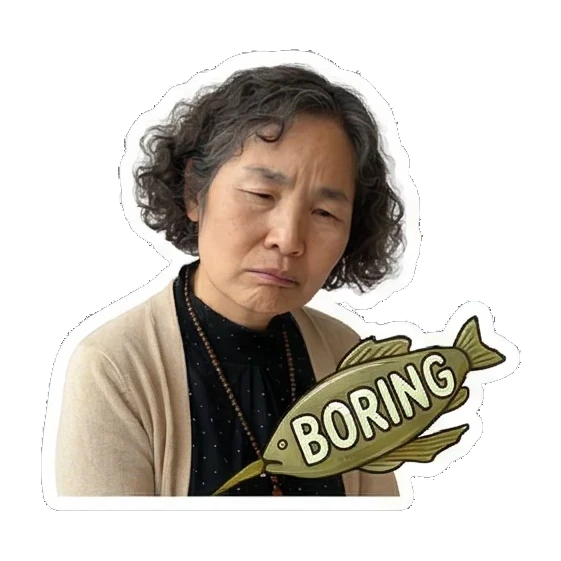 Mother feeling bored Cheerful Grandma Daily Life sticker for expressive chats and social replies.