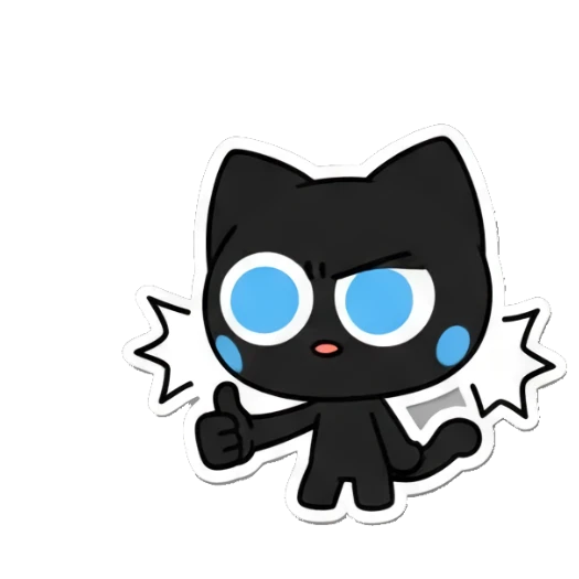 cat giving a thumbs up with nice text Playful Black Cat Expressions sticker for expressive chats and social replies.