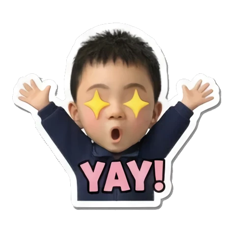 萌娃兴奋Yay Little Boy's Moods sticker for expressive chats and social replies.