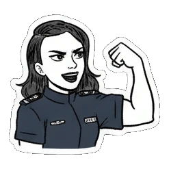 女警秀肌肉 Quirky Officer Expressions sticker for expressive chats and social replies.