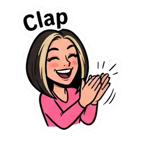 Girl clapping hands with joyful smile Sassy Girl Daily Vibes sticker for expressive chats and social replies.