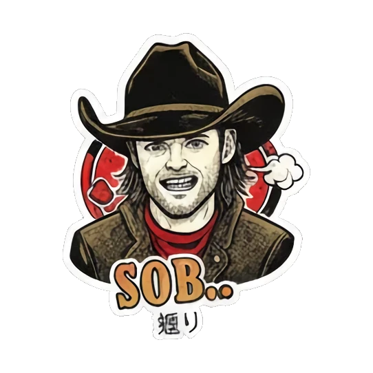 Ukiyo-e inspired cowboy expressions Vintage Cowboy Reactions sticker for expressive chats and social replies.