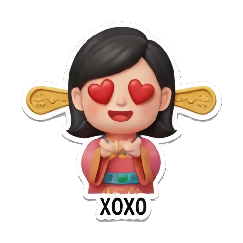 充满爱心的比心动作 Fortune Princess Daily Life sticker for expressive chats and social replies.