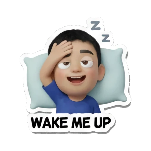男孩在枕头上表示叫醒我 Daily Life of a Chill Boy sticker for expressive chats and social replies.