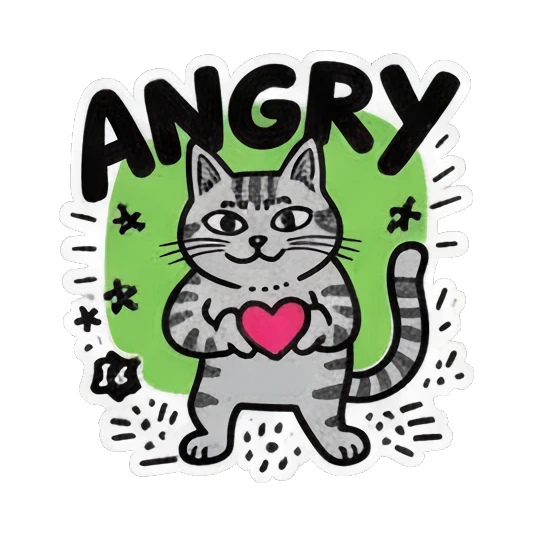 猫咪捧着爱心 Colorful Keith Haring Cat sticker for expressive chats and social replies.