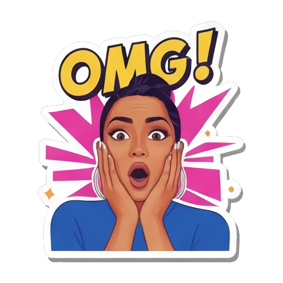 惊讶表情OMG Vibrant Pop Diva Expressions sticker for expressive chats and social replies.