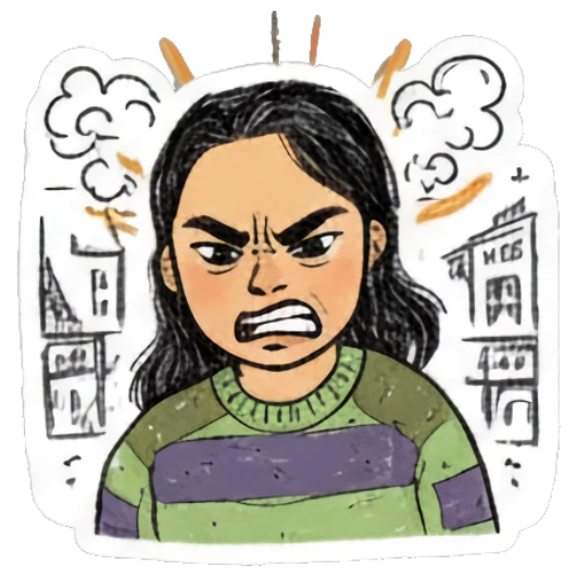 Girl looking angry with steam coming out Sketchy Girl Daily Vibes sticker for expressive chats and social replies.