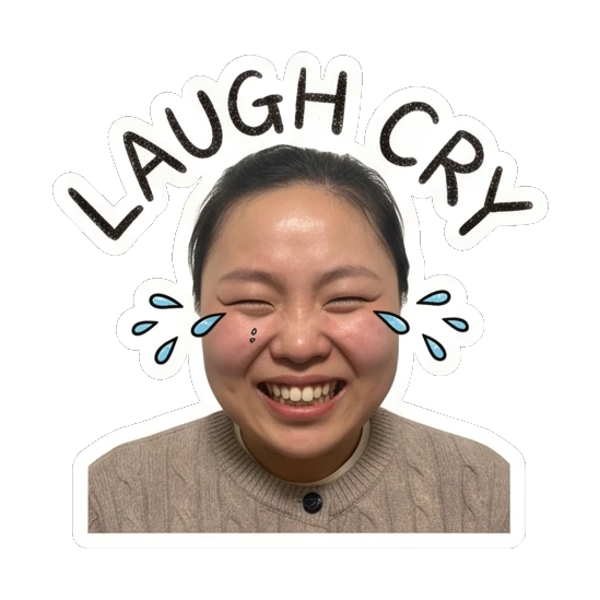 又哭又笑的表情 Daily Life of a Cheerful Girl sticker for expressive chats and social replies.