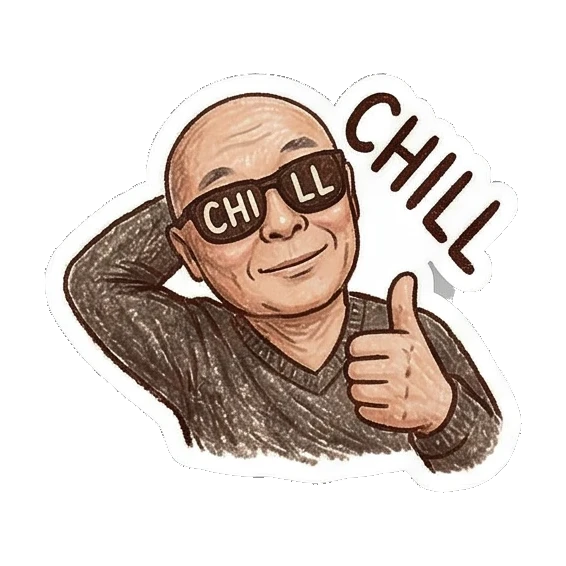 Chilling with sunglasses Bald Uncle Daily Life sticker for expressive chats and social replies.