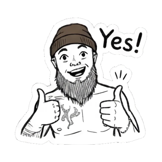 Bearded man giving two thumbs up with a happy smile Bearded Guy Moods sticker for expressive chats and social replies.