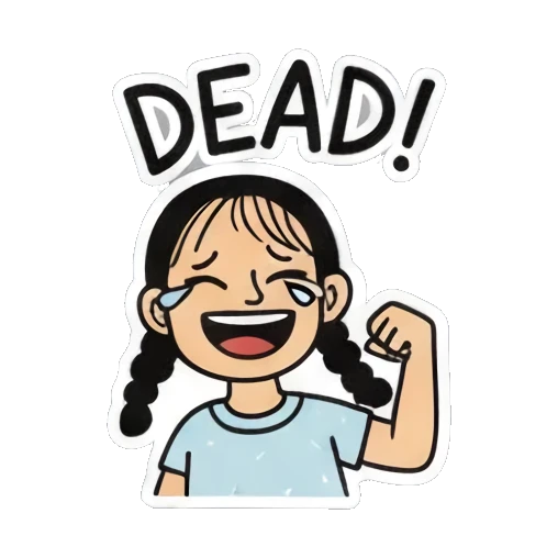 女孩握拳加油DEAD Playful Pigtail Girl sticker for expressive chats and social replies.