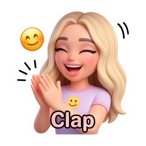 Blonde girl clapping with Clap text Blonde Girl Daily Vibes sticker for expressive chats and social replies.