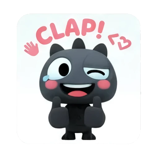 Happy monster giving double thumbs up with text CLAP Little Dark Monster Daily sticker for expressive chats and social replies.