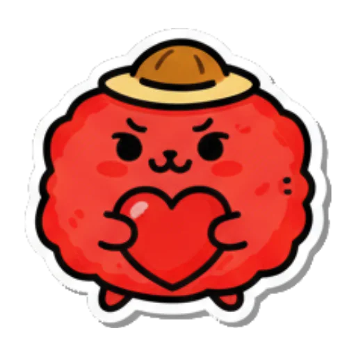 脸红心动比心示爱 Cute Rice Ball Emotions sticker for expressive chats and social replies.