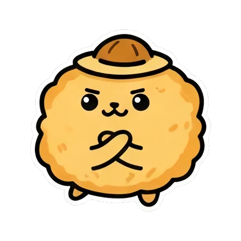 Confused character shrugging shoulders Fluffy Hat Creature Stickers sticker for expressive chats and social replies.