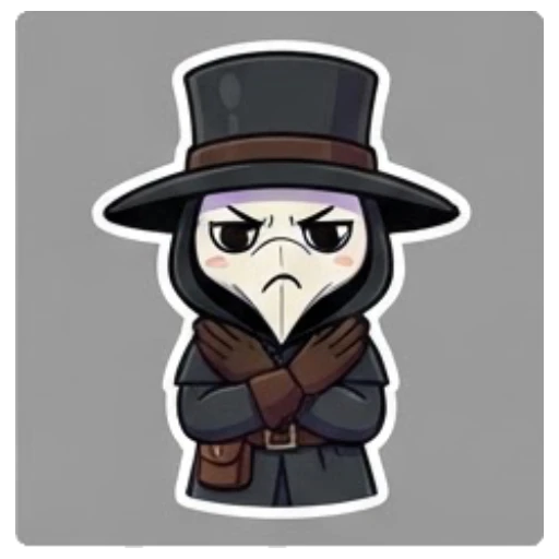 Plague doctor looking stern with arms crossed Plague Doctor Adventures sticker for expressive chats and social replies.