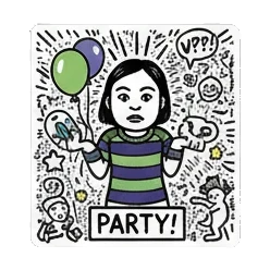Scared girl screaming 'EEK!' Doodle Girl's Mood Swings sticker for expressive chats and social replies.