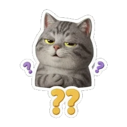 Gray tabby cat looking confused with ?? text Cheerful Gray Tabby Cat sticker for expressive chats and social replies.