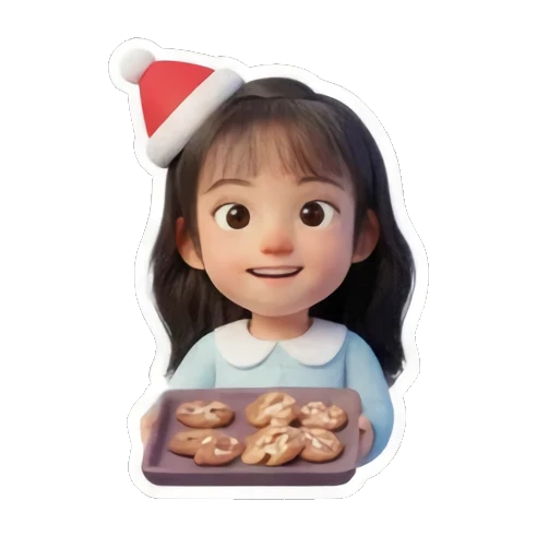 端着一盘新鲜饼干 Holiday Girl Adventures sticker for expressive chats and social replies.