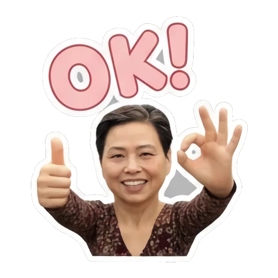 mother giving thumbs up Cheerful Middle-Aged Mom sticker for expressive chats and social replies.