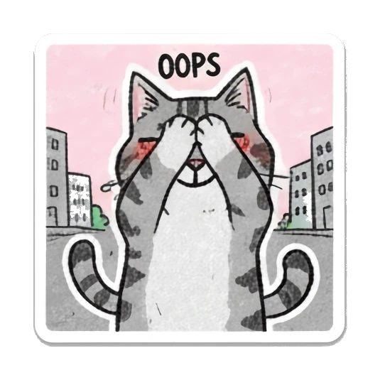 Tabby cat covering eyes with paws and text OOPS. Doodle Tabby Cat Daily sticker for expressive chats and social replies.