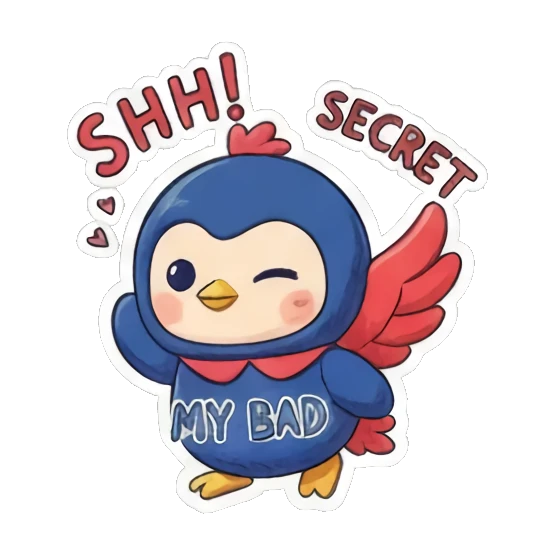 嘘声保密SHH Blue Birdie Moods sticker for expressive chats and social replies.