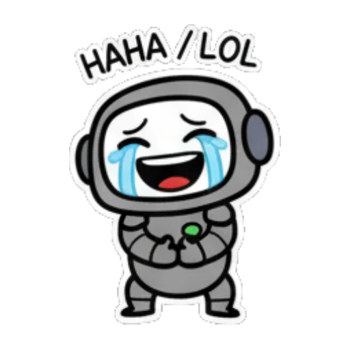 机器人捧腹大笑，眼泪都出来了。 Cute Robot Expressions sticker for expressive chats and social replies.
