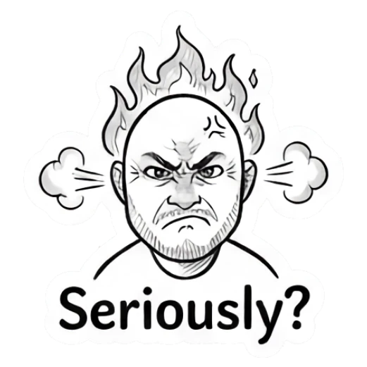 Bald man looking angry with steam coming out of his ears. Bald Guy Daily Vibes sticker for expressive chats and social replies.