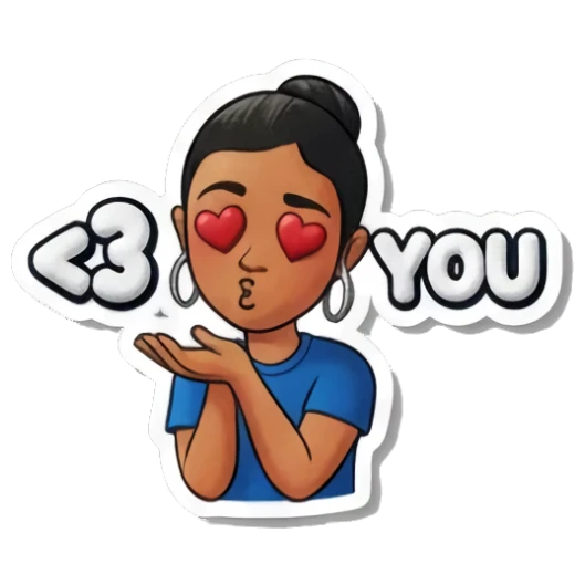 女孩比心示爱 Playful Girl Expressions sticker for expressive chats and social replies.