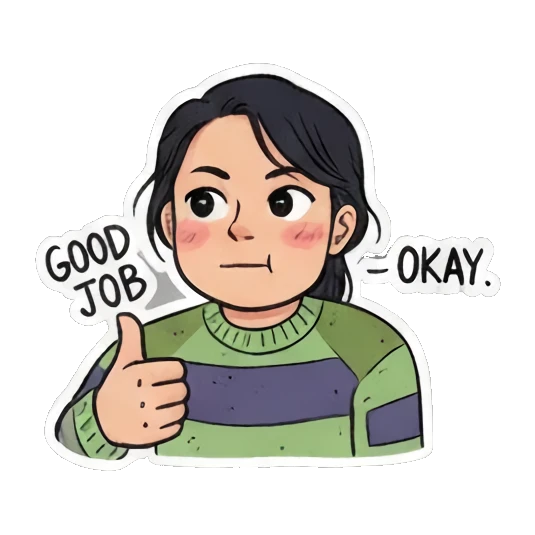 比赞GOOD JOB Doodle Girl's Moods sticker for expressive chats and social replies.