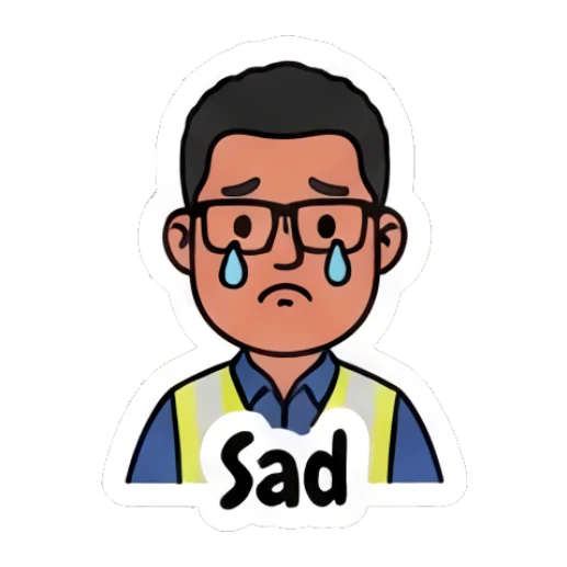 Worker crying with a sad expression Busy Worker Daily Life sticker for expressive chats and social replies.