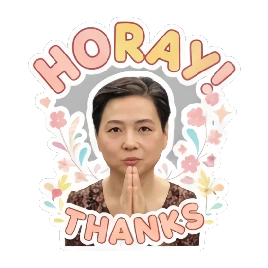 thankful mother praying Cheerful Middle-Aged Mom sticker for expressive chats and social replies.