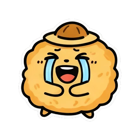 Laughing out loud with tears Fluffy Hat Creature Stickers sticker for expressive chats and social replies.