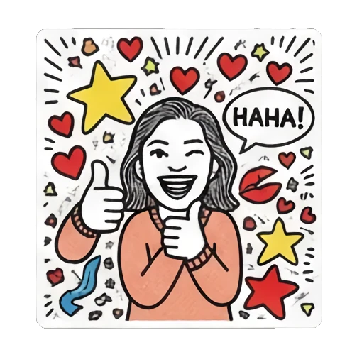 女孩开怀大笑 Pop Art Girl Daily Vibes sticker for expressive chats and social replies.