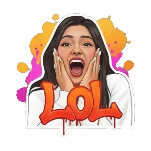 惊讶大笑LOL Graffiti Girl Vibes sticker for expressive chats and social replies.