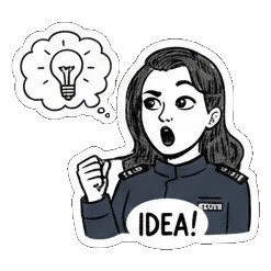 女警灵感IDEA! Quirky Officer Expressions sticker for expressive chats and social replies.