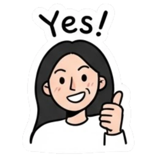 Girl giving a thumbs up with a smile saying Yes Daily Life of a Cool Girl sticker for expressive chats and social replies.