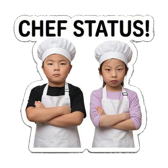 crossed arms chef status Little Chefs Cooking Adventures sticker for expressive chats and social replies.