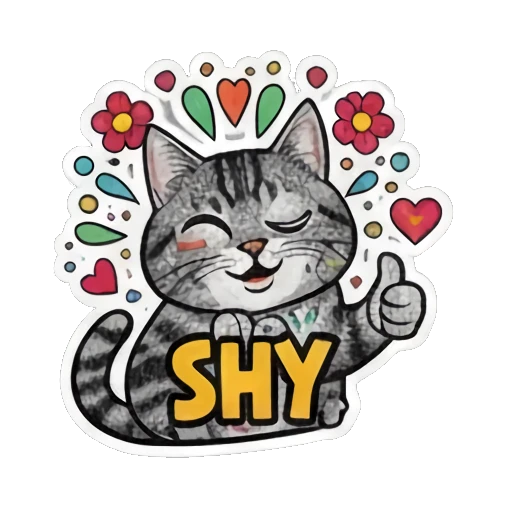 害羞脸红的猫咪 Sugar Skull Tabby sticker for expressive chats and social replies.