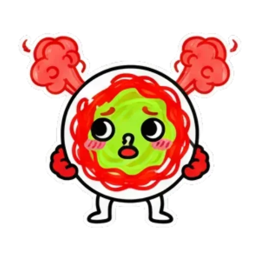 角色全身发红表示愤怒。 Cute Foodie Expressions sticker for expressive chats and social replies.