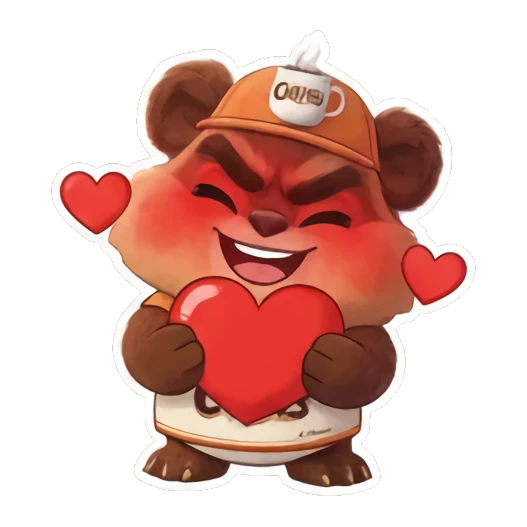 酷菲斯熊捧着爱心脸红 Coiffes Bear Graduation Stickers sticker for expressive chats and social replies.