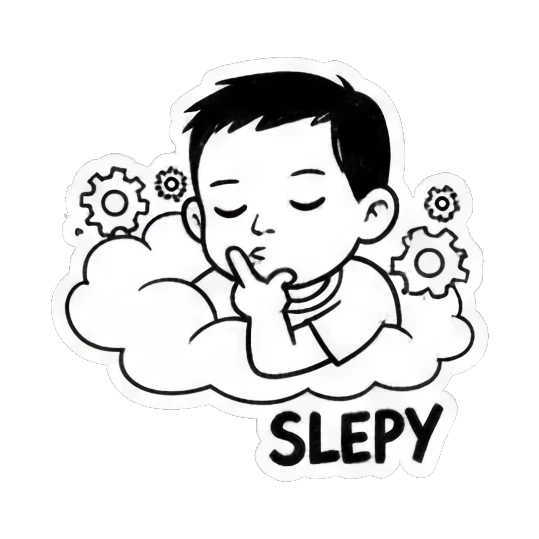 sleepy boy thinking Quirky Boy Daily Life sticker for expressive chats and social replies.