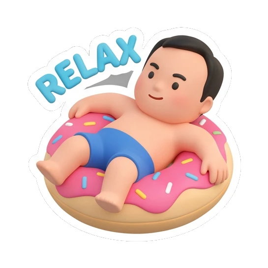 男孩在游泳圈上放松 Summer Boy Adventures sticker for expressive chats and social replies.