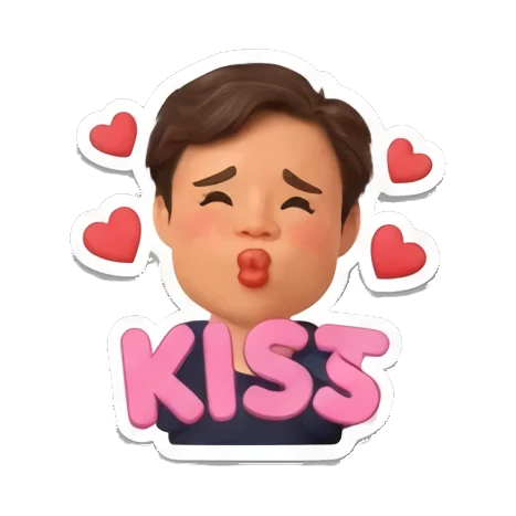 男孩嘟嘴飞吻 Cheerful Boy 3D Expressions sticker for expressive chats and social replies.